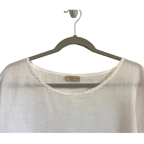 Bellambra White Eyelet 100% Linen Tunic Top Oversized Ruffled Made In Italy - Picture 3 of 11